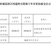 底價成交！湖南汝城5年河砂開采權被當地國企超3億元競得